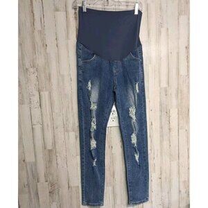 Maacie Maternity Distressed Jeans Small Pull On Stretchy Pregnancy